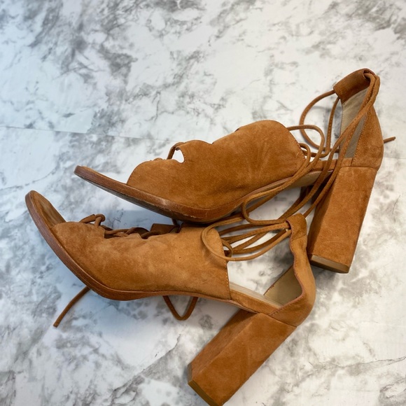 Loeffler Randall Tan Block heels Laced up Sandals Size 9.5 - Picture 4 of 11